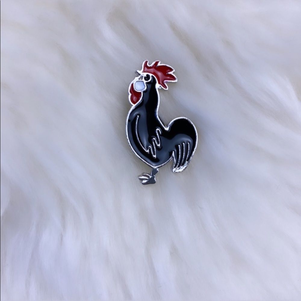 Black Rooster Enamel Pin/ Brooch - Picture 2 of 5